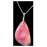 Pink Stone Pendant with Sterling Silver Chain