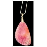 Pink Stone Pendant with Sterling Silver Chain