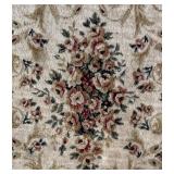 Vintage Oval Area Rug with Floral Pattern and Fringe