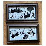 Set of 6 Vintage Framed Art including Silhouettes and Victorian Prints