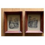 Set of 6 Vintage Framed Art including Silhouettes and Victorian Prints