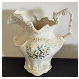 Collection of 7 Vintage Decorative Pitchers including Large Floral Ceramic Piece
