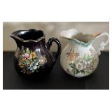 Collection of 7 Vintage Decorative Pitchers including Large Floral Ceramic Piece