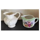 Collection of 7 Vintage Decorative Pitchers including Large Floral Ceramic Piece