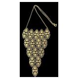 Vintage Ornate Gold Tone Necklace with Filigree Pattern