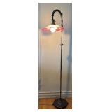 Vintage Floor Lamp with Pink Ruffled Glass Shade
