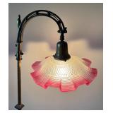 Vintage Floor Lamp with Pink Ruffled Glass Shade