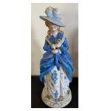 Pair of Vintage Japanese Porcelain Figurines in Blue Attire