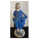 Pair of Vintage Japanese Porcelain Figurines in Blue Attire