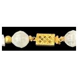 Vintage Beaded Necklace with Gold Tone Accents and Tassel Pendant