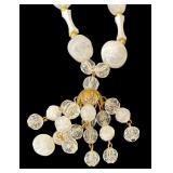 Vintage Beaded Necklace with Gold Tone Accents and Tassel Pendant