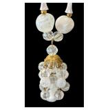 Vintage Beaded Necklace with Gold Tone Accents and Tassel Pendant