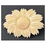 Collection of 3 Vintage Carved Bone and Shell Brooches