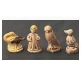 Set of 4 Wade England Whimsies Animal and Girl Figurines