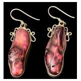 Abalone Pearl and Sterling Silver Dangle Earrings