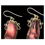 Abalone Pearl and Sterling Silver Dangle Earrings