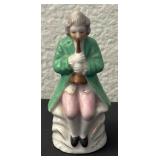 Vintage Porcelain Figurine of Man Playing Instrument Marked Japan