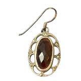 Sterling Silver and Garnet Oval Drop Earrings