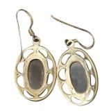 Sterling Silver and Garnet Oval Drop Earrings