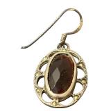Sterling Silver and Garnet Oval Drop Earrings
