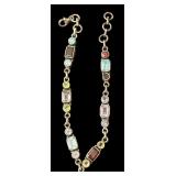 Sterling Silver Inch Bracelet with Multi-Colored Gemstones