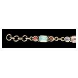 Sterling Silver Inch Bracelet with Multi-Colored Gemstones