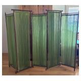 Vintage 5-Panel Folding Room Divider with Green Panels