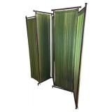 Vintage 5-Panel Folding Room Divider with Green Panels