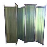 Vintage 5-Panel Folding Room Divider with Green Panels