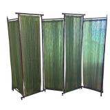 Vintage 5-Panel Folding Room Divider with Green Panels