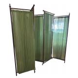 Vintage 5-Panel Folding Room Divider with Green Panels