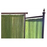 Vintage 5-Panel Folding Room Divider with Green Panels