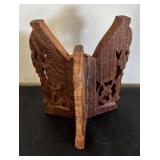Set of 5 Vintage Hand-Carved Wooden Stands Assorted Sizes