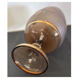 Egermann German Smoked Crystal Vase with Gold Floral Accents