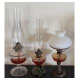 Set of 3 Vintage Oil Lamps
