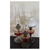 Set of 3 Vintage Oil Lamps