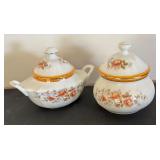 Pair of Vintage Bomboniere Gallo Lit Floral Dishes with Lids