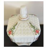 Consolidated Glass Milk Glass Candy Dish with Lid and Hand-Painted Floral Design