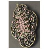 Vintage Ornate Pendant with Pink Rhinestones