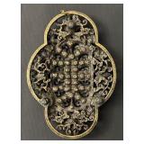 Vintage Ornate Pendant with Pink Rhinestones