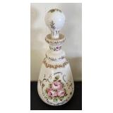 Set of 5 Vintage Victorian Painted Glass Decanters