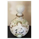 Set of 5 Vintage Victorian Painted Glass Decanters