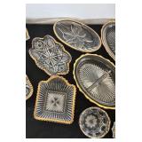 Collection of Crystal Dishes with Gold Accents