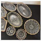 Collection of Crystal Dishes with Gold Accents