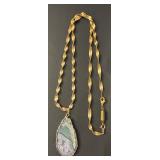 Gold Plated Necklace Chain and Agate Geode Pendant