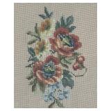 Framed Floral Needlepoint Artwork in Oval Frame