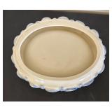 Vintage Ceramic Covered Dish with Blue Accents and Insert