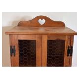 Vintage Wooden Cabinet with Chicken Wire Doors