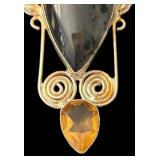 Sterling Silver Necklace with Multi-Stone Artistic Pendant
