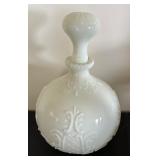 Set of 5 Vintage Victorian Milk Glass Decanters / Dresser Bottles